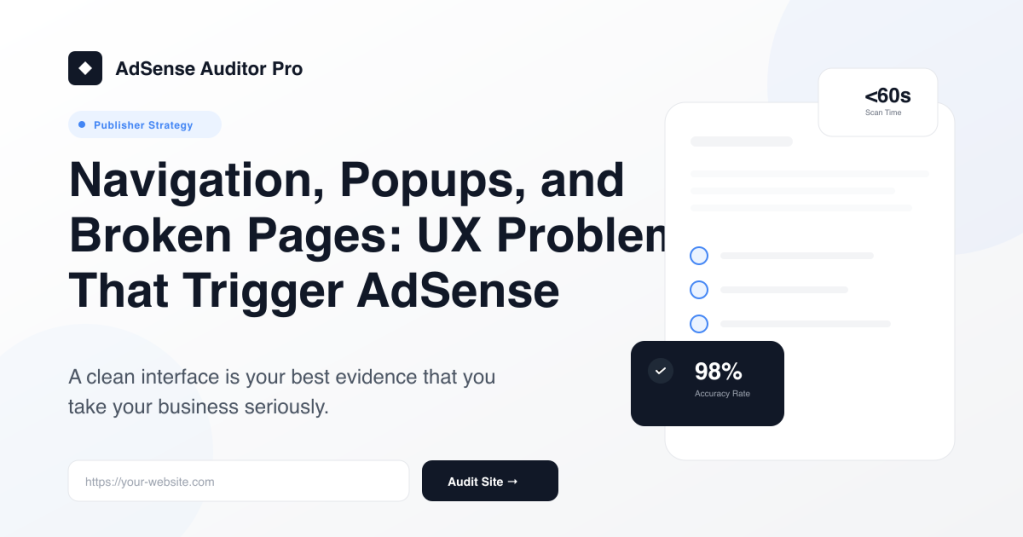 Navigation, Popups, and Broken Pages: UX Problems That Trigger AdSense&nbsp;Rejections